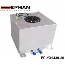 EPMAN 20L Aluminium Alloy Fuel Surge Tank With Sensor Fuel Cell Oil Catch Can Tank With Cap/ Foam Inside EP-YX9439-20